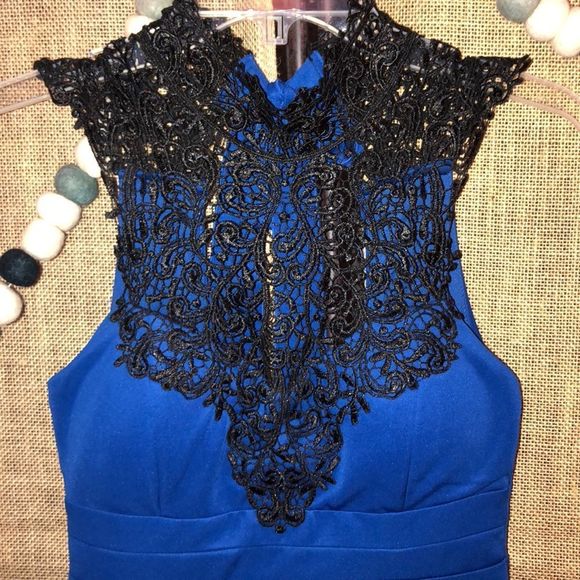 Emerald Sundae Blue Black Lace Dress Size Small - Picture 2 of 4
